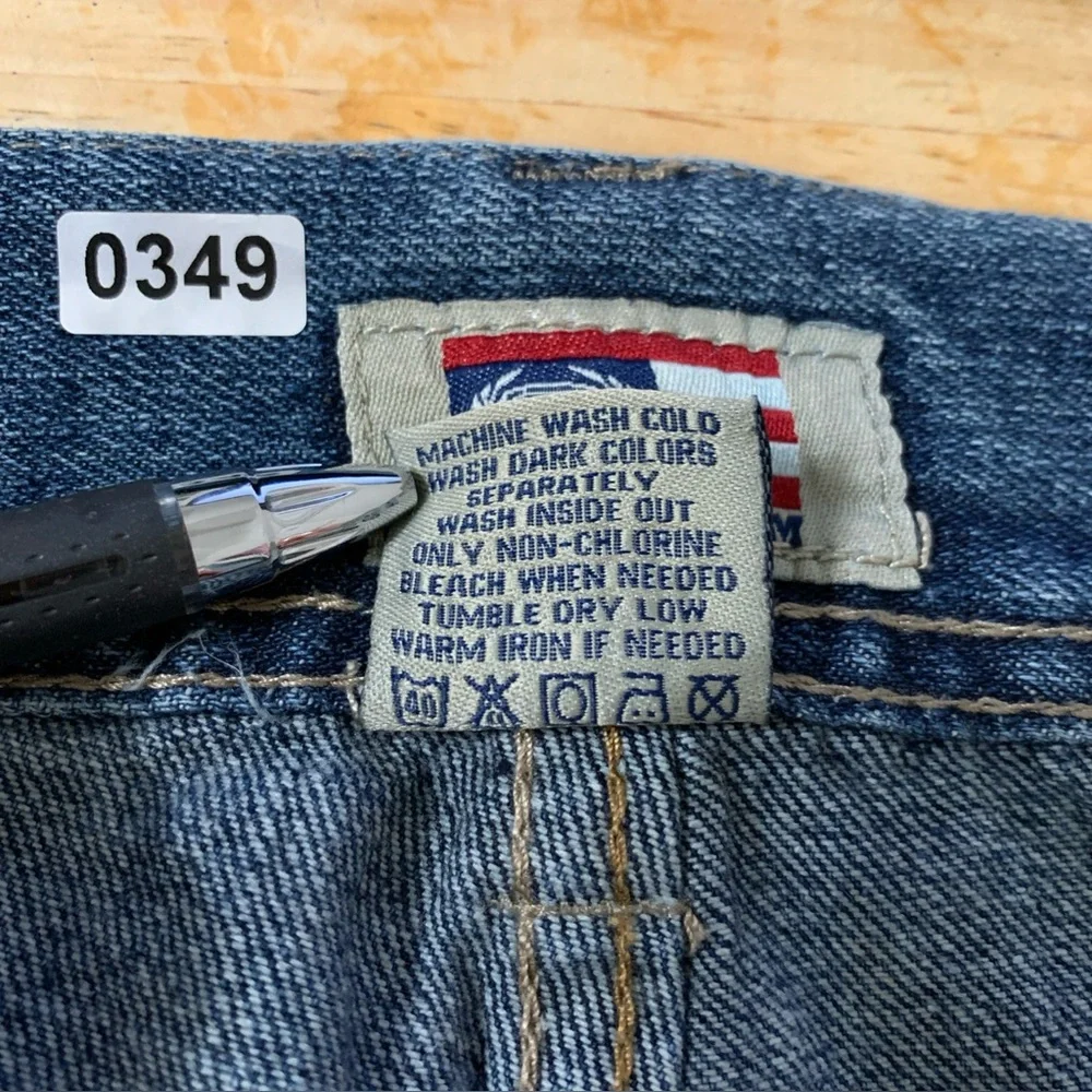 PHAT FARM Jeans Men's Zip Fly Embroidered Cotton Blue Denim 44x32 (Actual 42x30)